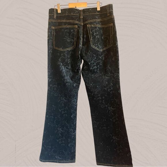 90s vintage black velvet jacquard mid rise bootcut pants - Picture 5 of 12